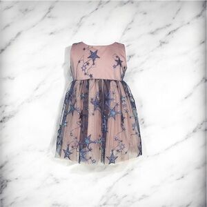 Popatu Pink and Blue Starry Kids Formal Dress